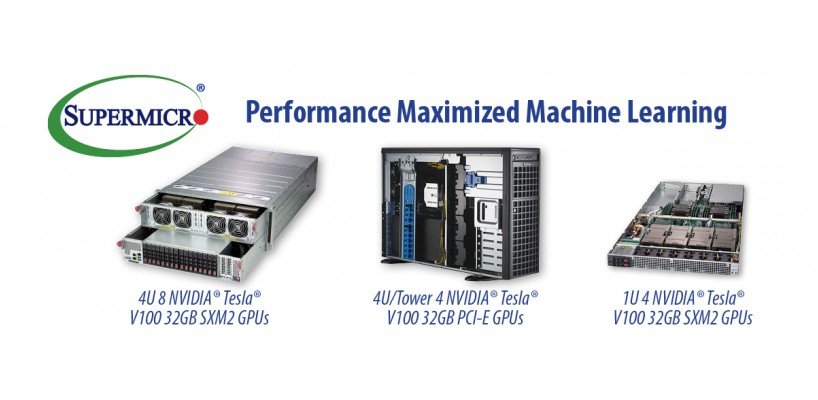 Supermicro’s New Scale-Up Artificial Intelligence and Machine Learning Systems with 8 NVIDIA Tesla V100 with NVLink GPUs Deliver Superior Performance and System Density